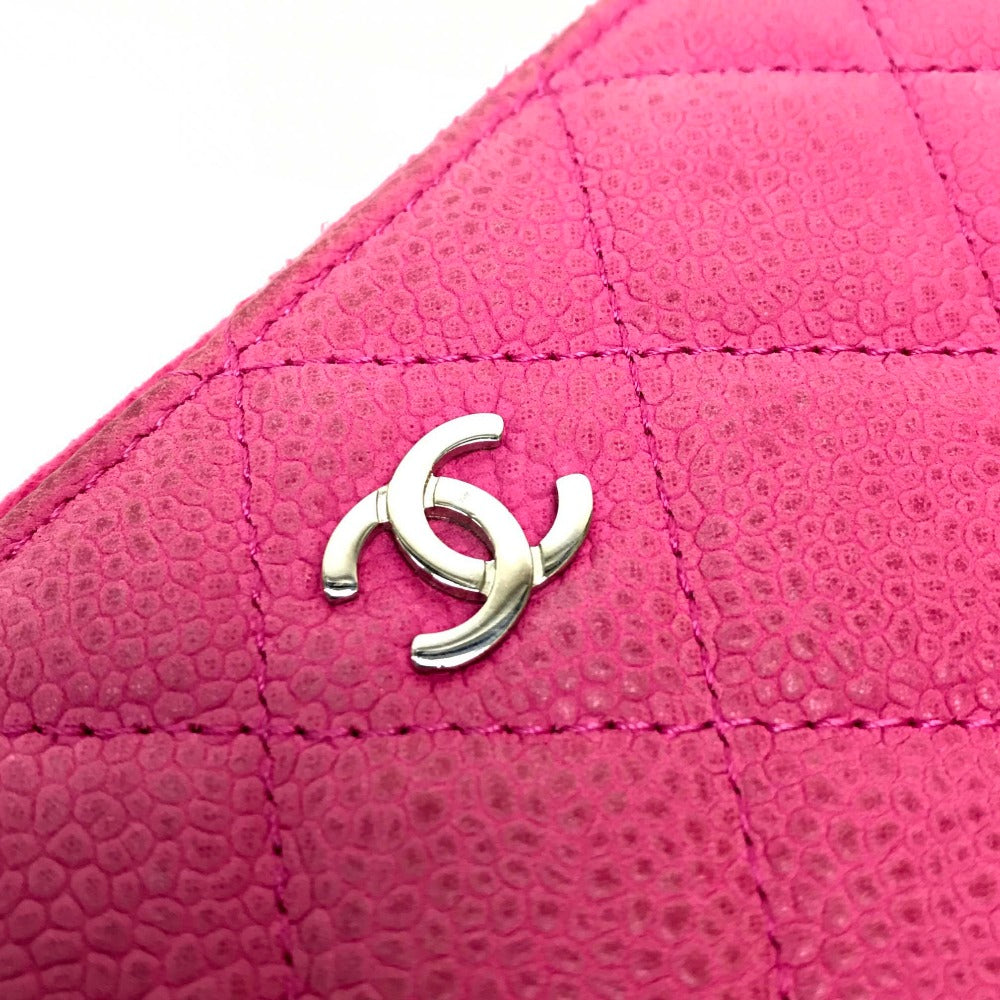 CHANEL A50097 CC Coco Matelasse Zip-Around Long Wallet in Soft Caviar Leather, Pink