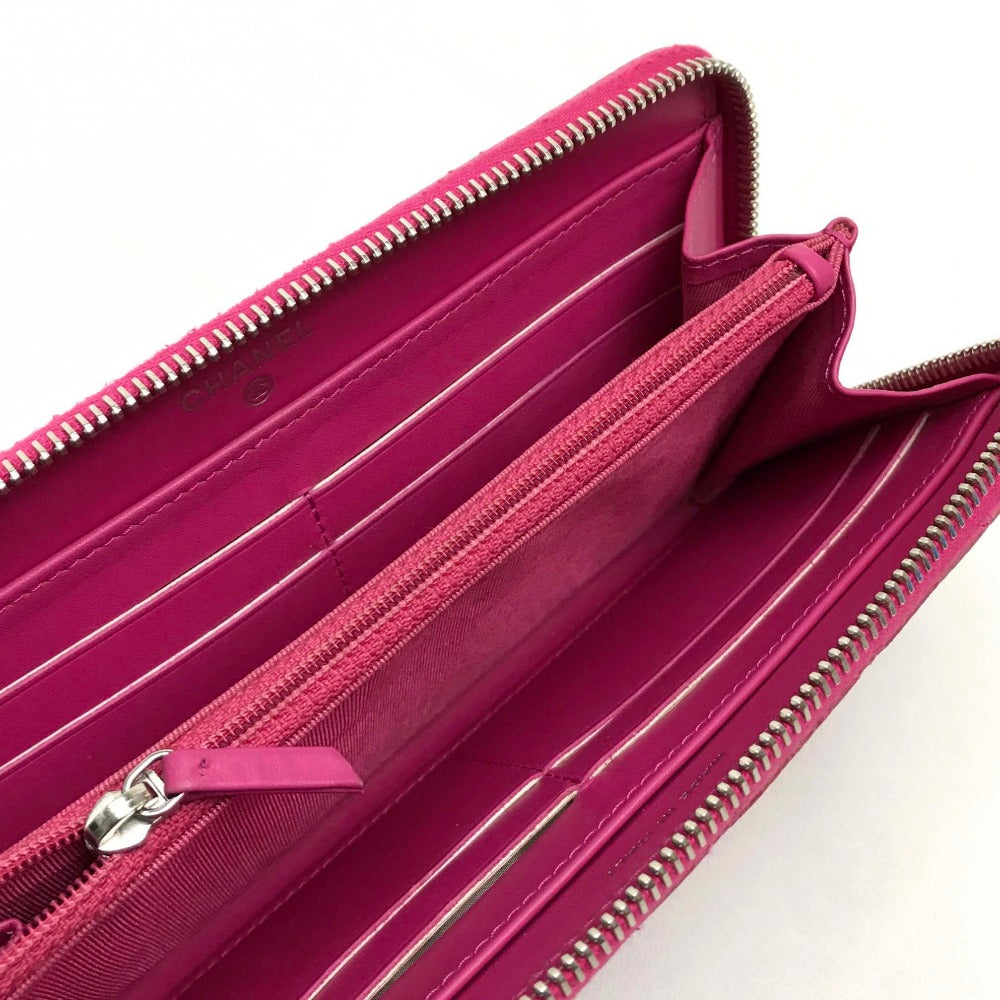 CHANEL A50097 CC Coco Matelasse Zip-Around Long Wallet in Soft Caviar Leather, Pink