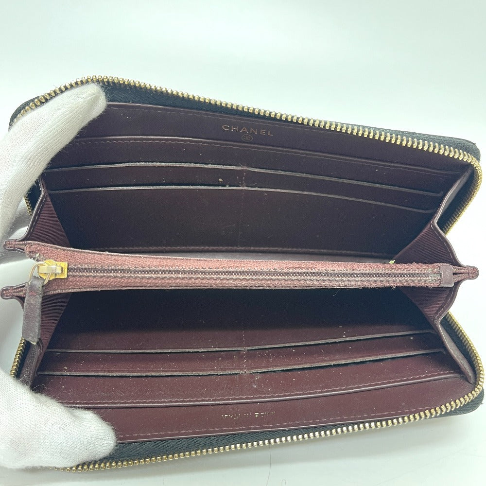 CHANEL A50097 マトラッセ ココマーク ラウンド 財布 ウォレット 長財布 キャビアスキン レディース ブラック