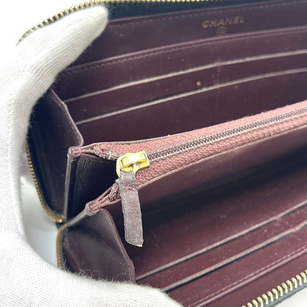 CHANEL A50097 マトラッセ ココマーク ラウンド 財布 ウォレット 長財布 キャビアスキン レディース ブラック