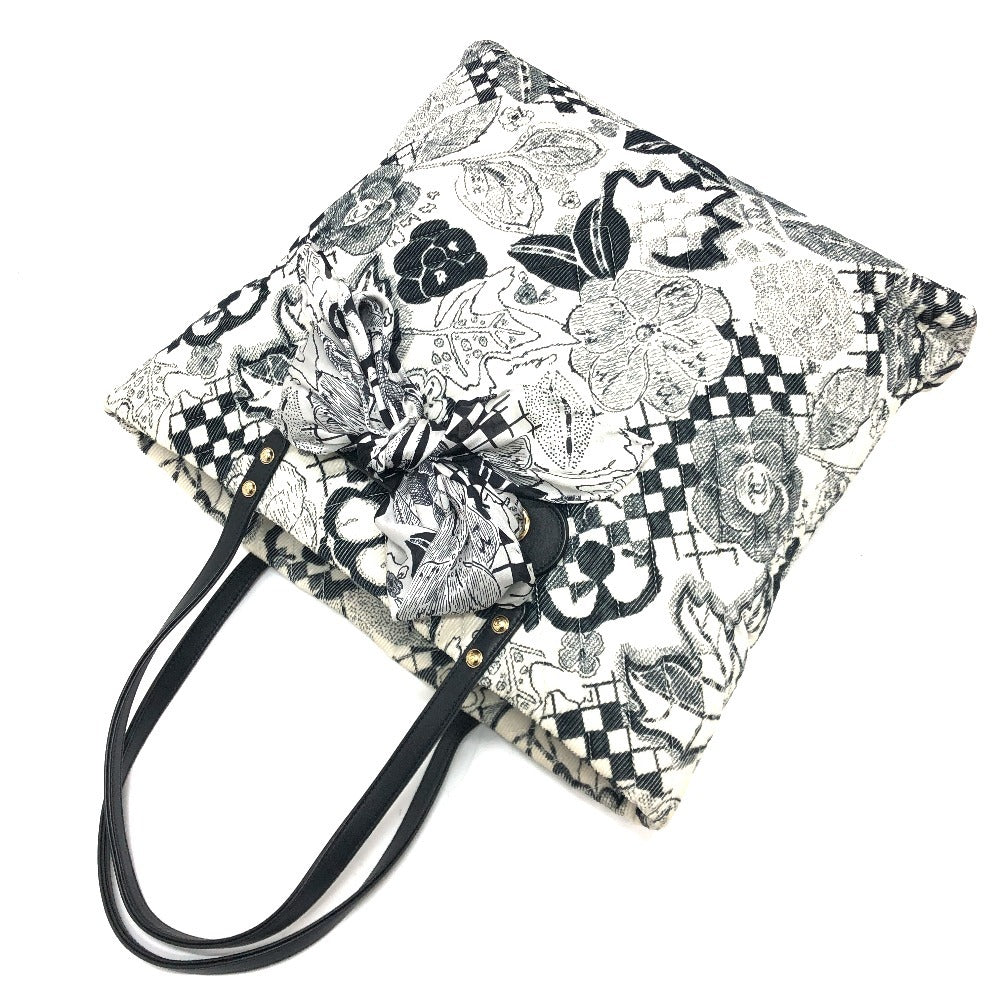 CHANEL カメリア カバン シェブロン コーデュロイ 肩掛け リボン ハンドバッグ トートバッグ キャンバス レディース ホワイト - brandshop-reference