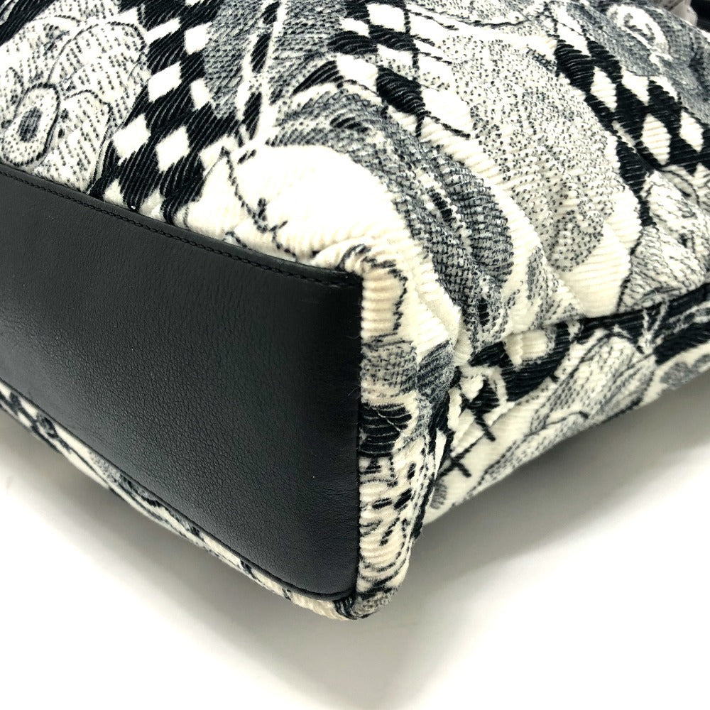 CHANEL カメリア カバン シェブロン コーデュロイ 肩掛け リボン ハンドバッグ トートバッグ キャンバス レディース ホワイト - brandshop-reference