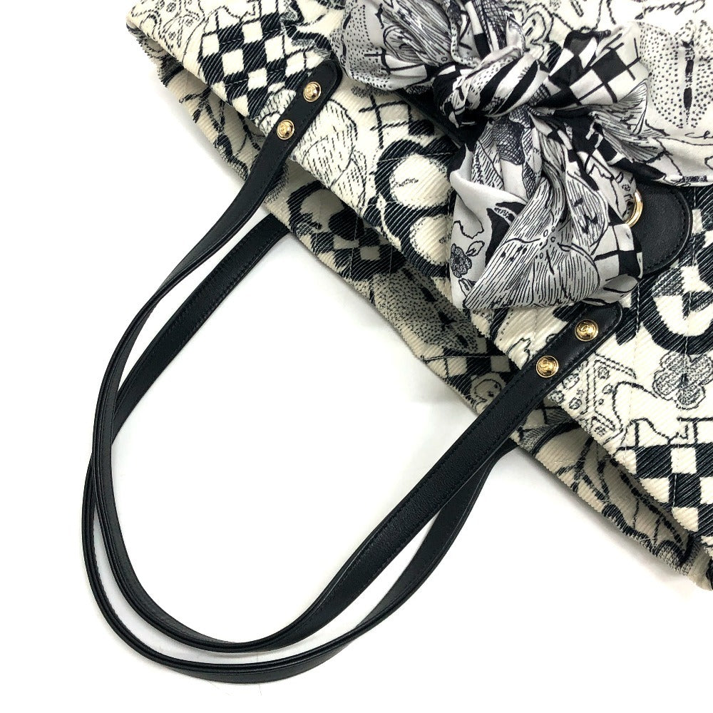 CHANEL カメリア カバン シェブロン コーデュロイ 肩掛け リボン ハンドバッグ トートバッグ キャンバス レディース ホワイト - brandshop-reference