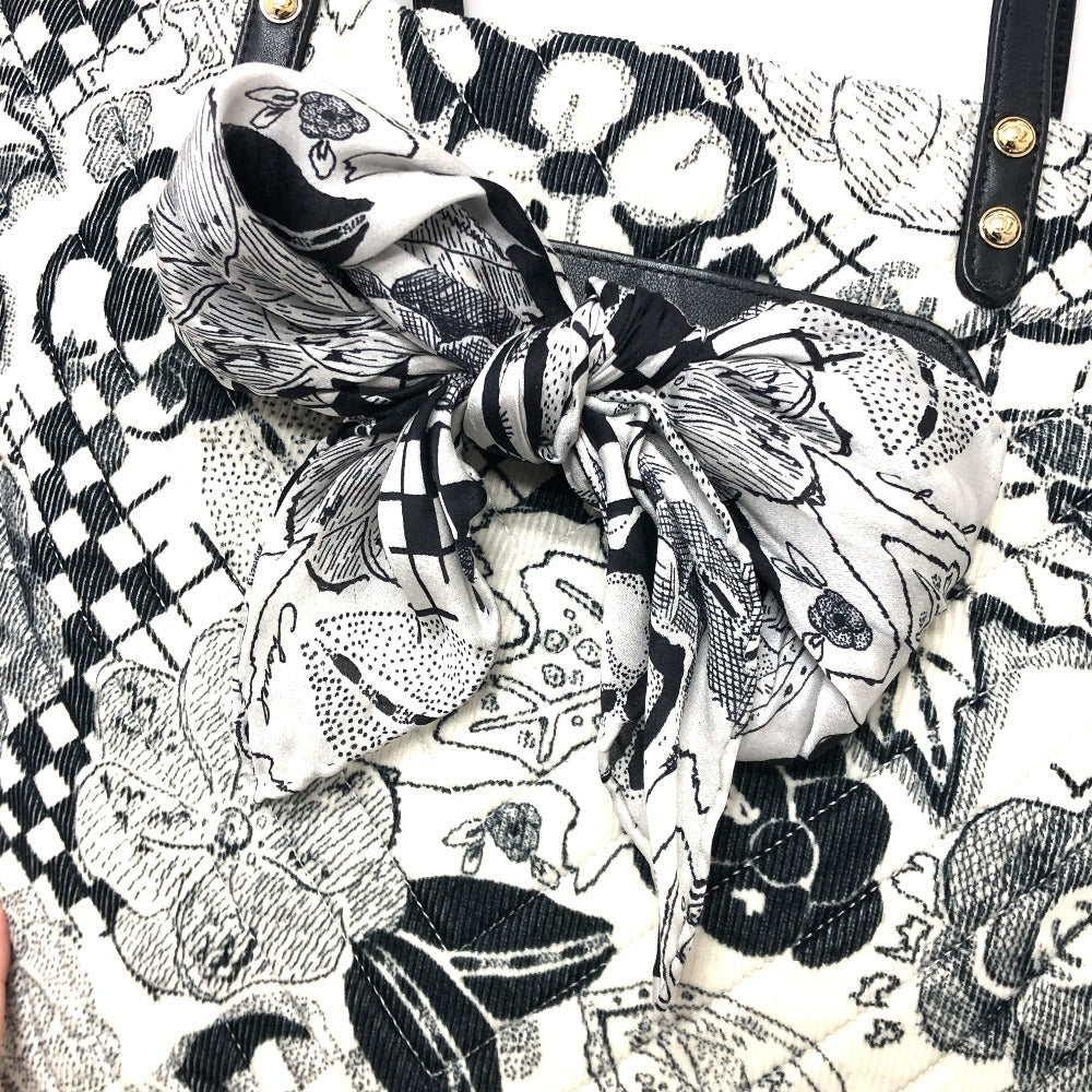 CHANEL カメリア カバン シェブロン コーデュロイ 肩掛け リボン ハンドバッグ トートバッグ キャンバス レディース ホワイト - brandshop-reference