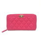 CHANEL A80288 Boy Chanel Round Zipper Long Wallet Wallet Long Wallet Caviar Skin Women's Pink