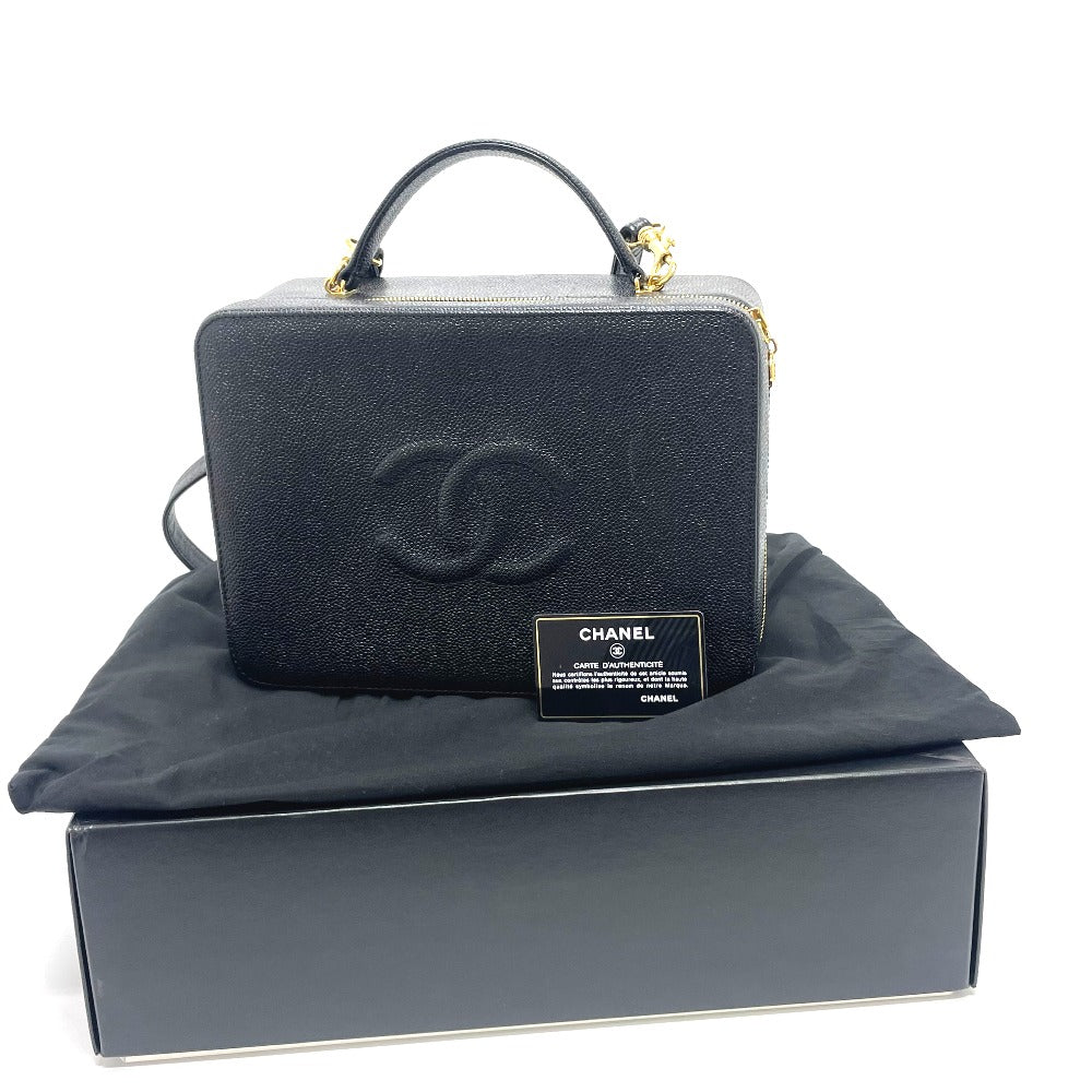 CHANEL ココマーク バニティバッグ デカココ 2WAYバッグ ショルダーバッグ カバン ハンドバッグ キャビアスキン レディース ブラック - brandshop-reference