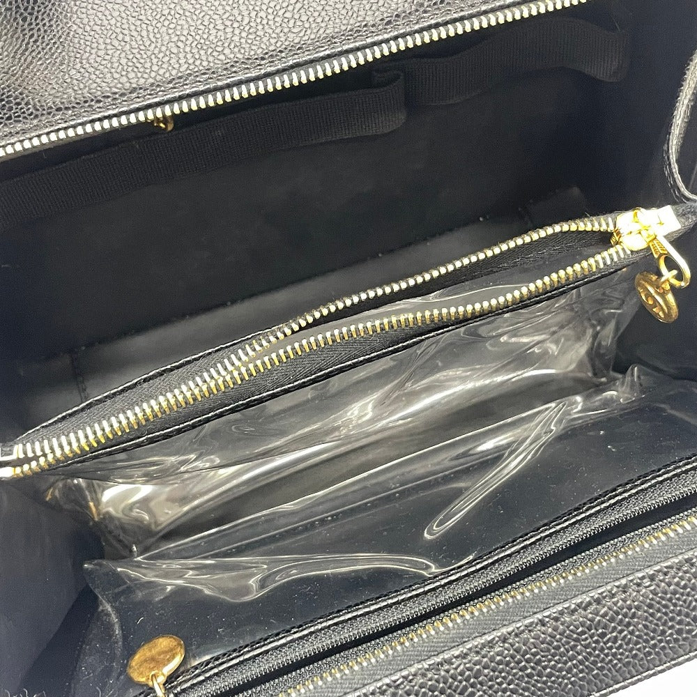 CHANEL ココマーク バニティバッグ デカココ 2WAYバッグ ショルダーバッグ カバン ハンドバッグ キャビアスキン レディース ブラック - brandshop-reference