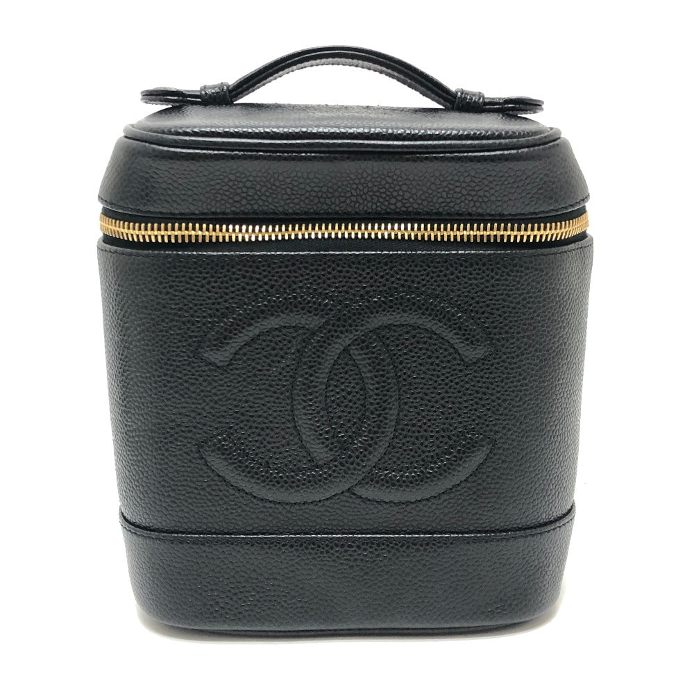 CHANEL A01998 CC Mark Vertical Vanity Bag Bag Caviar Leather Hand Bag Caviar Leather Black Used