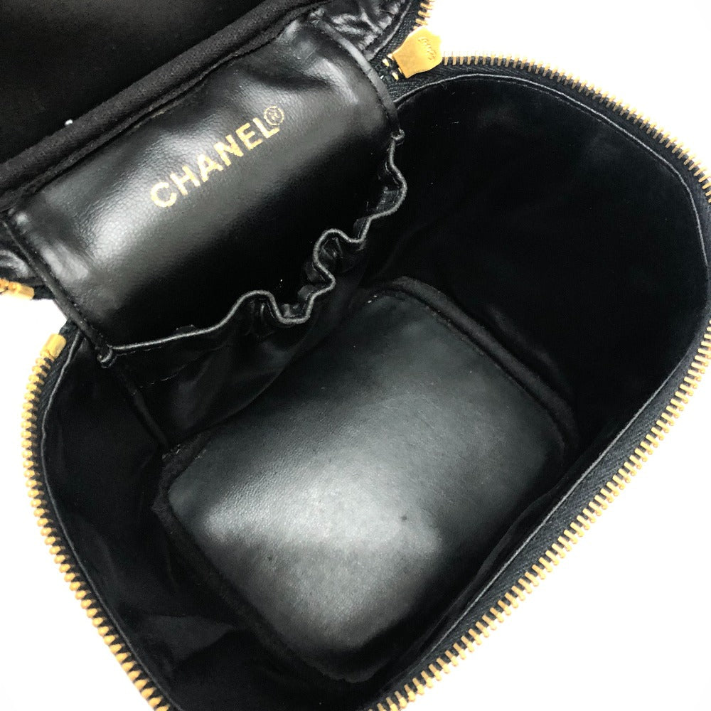 CHANEL A01998 CC Mark Vertical Vanity Bag Bag Caviar Leather Hand Bag Caviar Leather Black Used