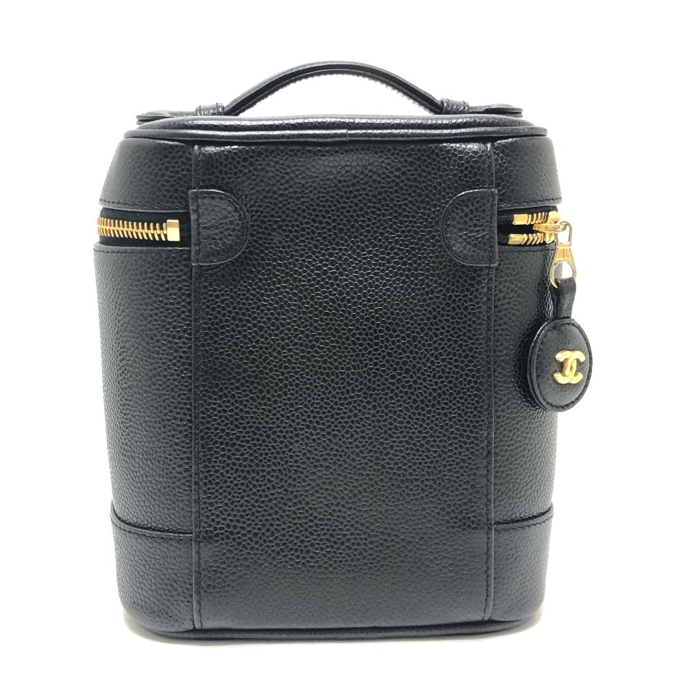 CHANEL A01998 CC Mark Vertical Vanity Bag Bag Caviar Leather Hand Bag Caviar Leather Black Used