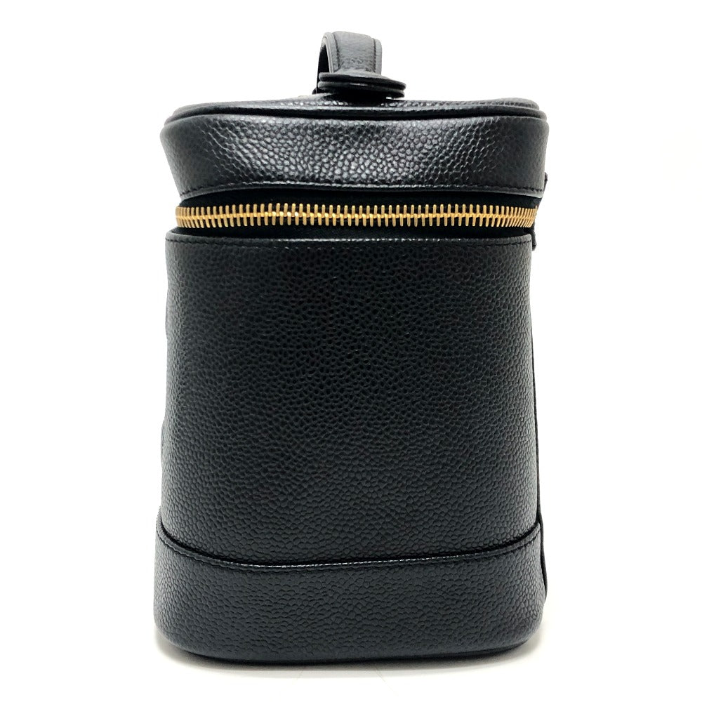 CHANEL A01998 CC Mark Vertical Vanity Bag Bag Caviar Leather Hand Bag Caviar Leather Black Used