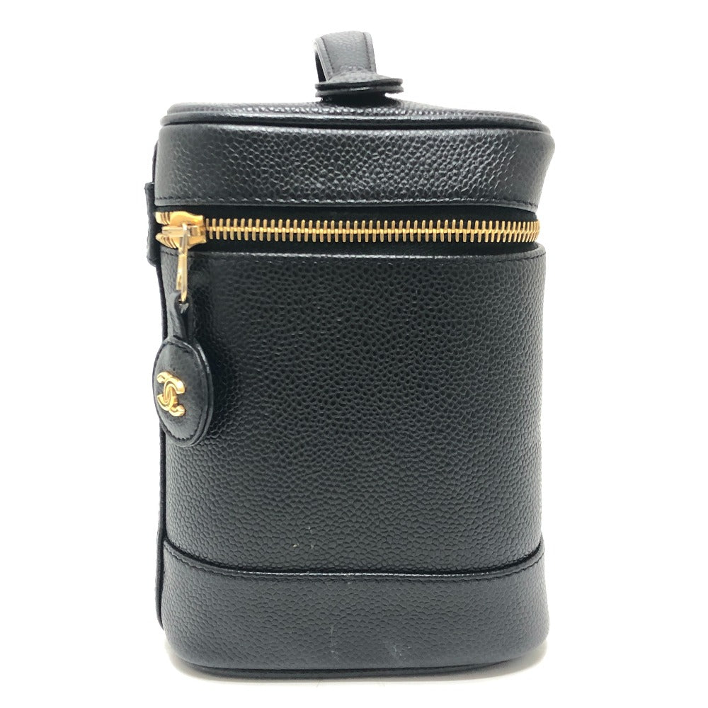 CHANEL A01998 CC Mark Vertical Vanity Bag Bag Caviar Leather Hand Bag Caviar Leather Black Used