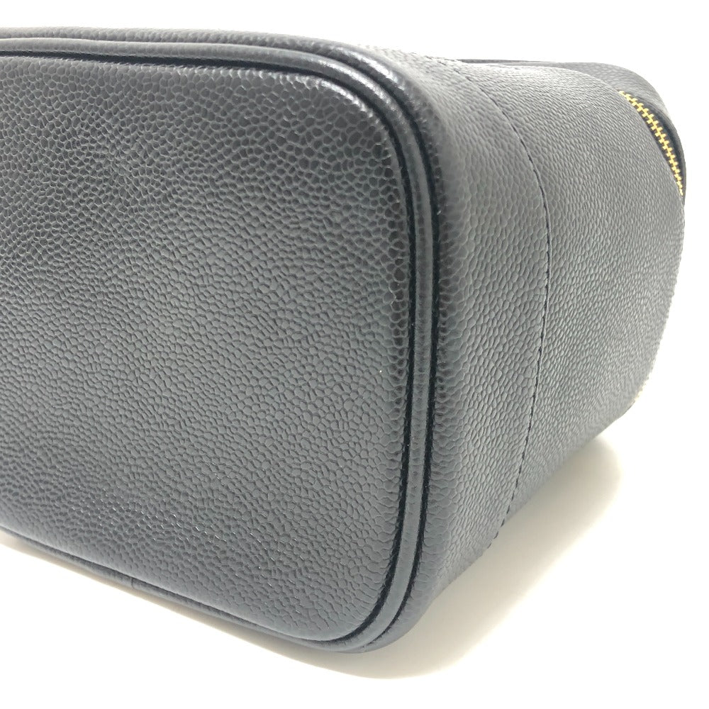 CHANEL A01998 CC Mark Vertical Vanity Bag Bag Caviar Leather Hand Bag Caviar Leather Black Used