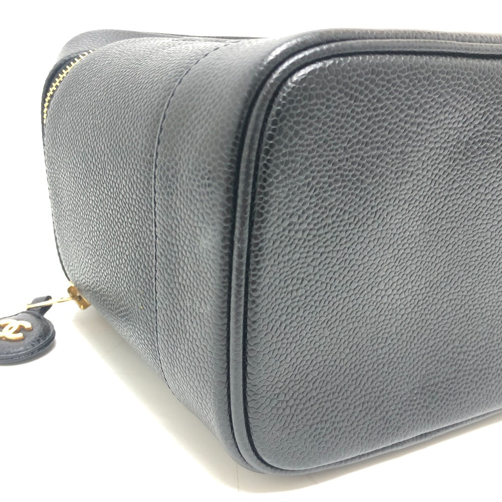 CHANEL A01998 CC Mark Vertical Vanity Bag Bag Caviar Leather Hand Bag Caviar Leather Black Used