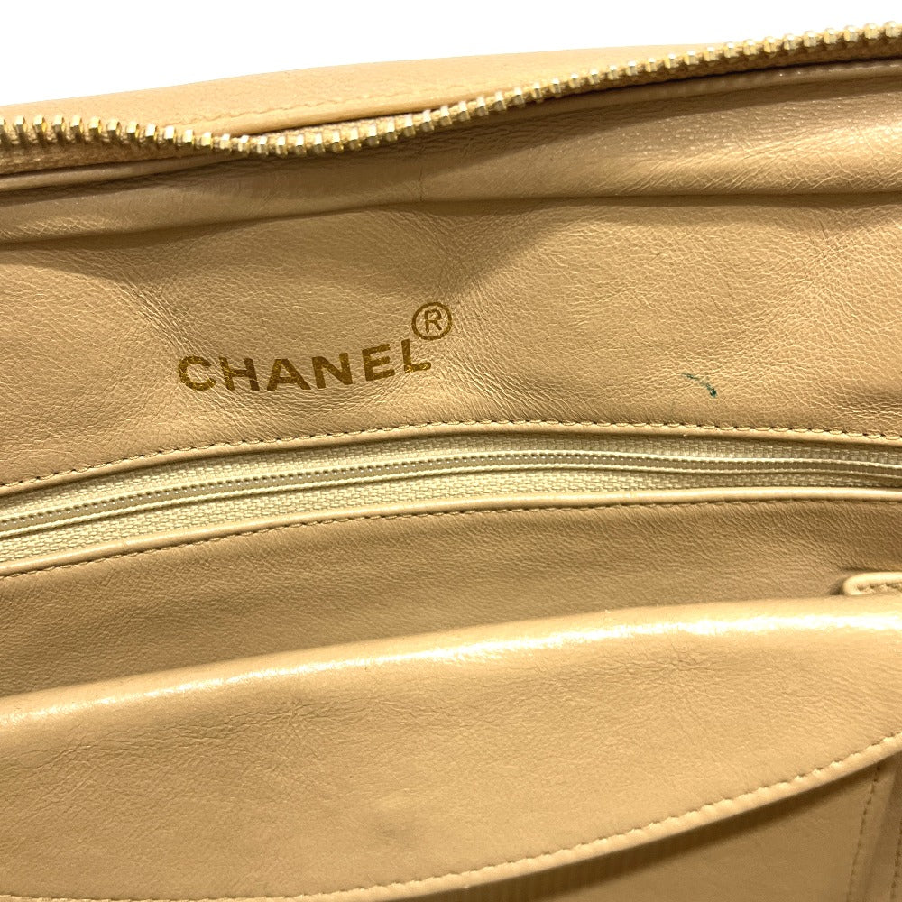 CHANEL CC Mark charm V-Stitch Chevron Bag, 2-way bag Hand Bag Lambskin Leather Beige Used