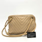CHANEL CC Mark charm V-Stitch Chevron Bag, 2-way bag Hand Bag Lambskin Leather Beige Used