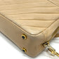 CHANEL CC Mark charm V-Stitch Chevron Bag, 2-way bag Hand Bag Lambskin Leather Beige Used