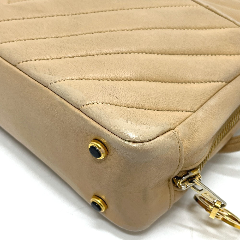 CHANEL CC Mark charm V-Stitch Chevron Bag, 2-way bag Hand Bag Lambskin Leather Beige Used