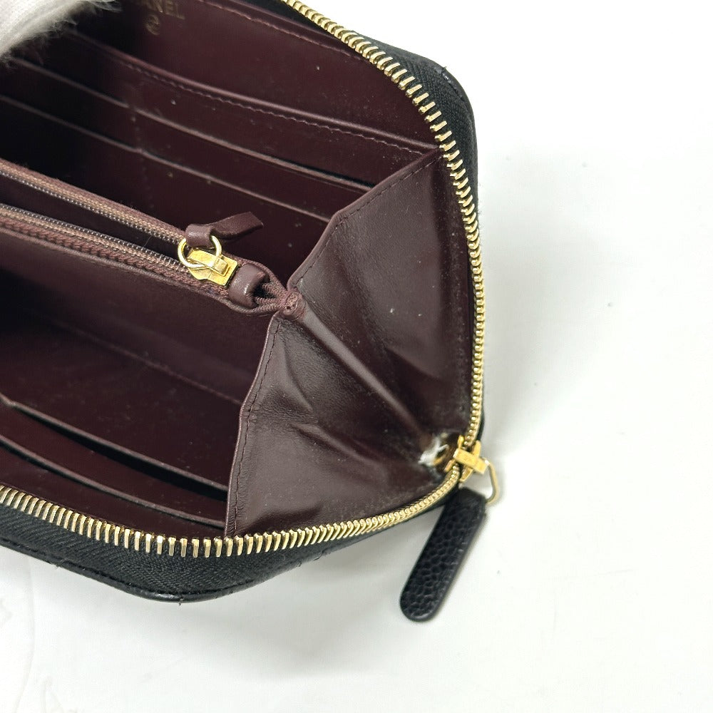 CHANEL A50097 ココマーク マトラッセ ウォレット 長財布 キャビアスキン レディース ブラック