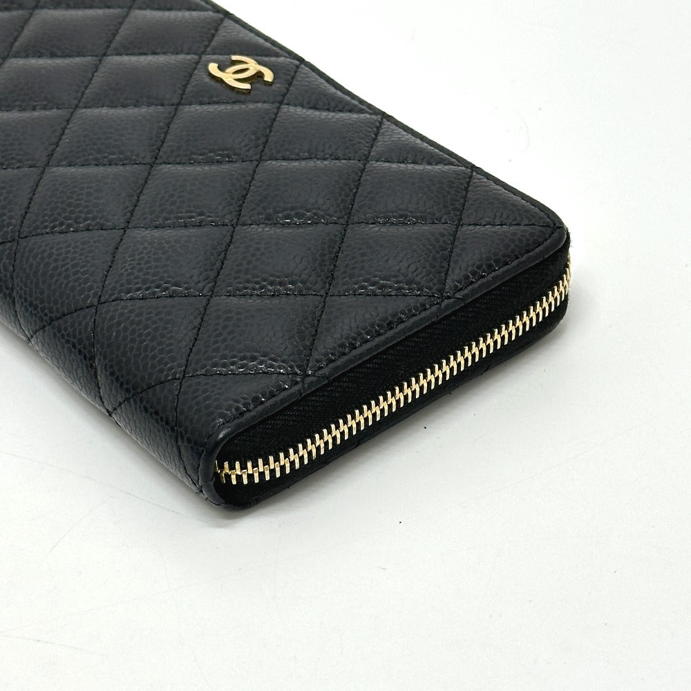 CHANEL A50097 ココマーク マトラッセ ウォレット 長財布 キャビアスキン レディース ブラック