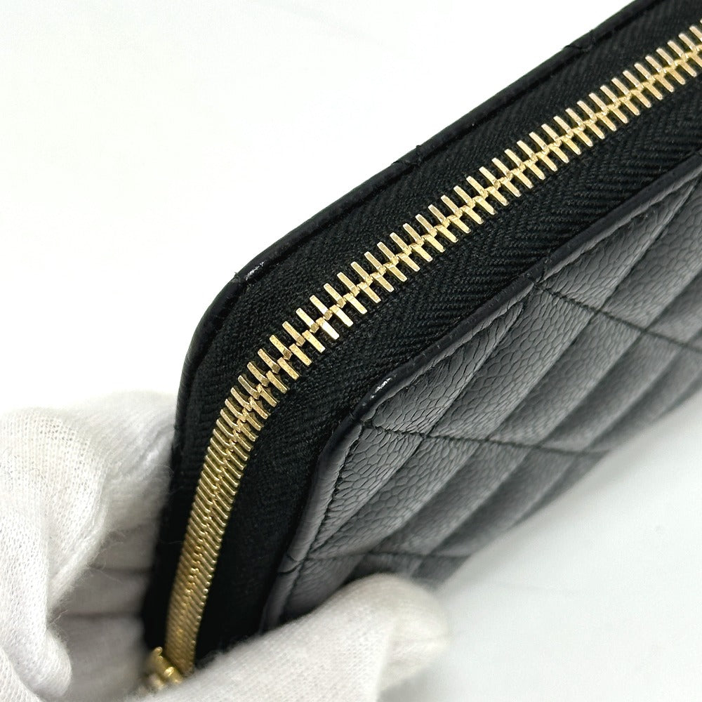 CHANEL A50097 ココマーク マトラッセ ウォレット 長財布 キャビアスキン レディース ブラック