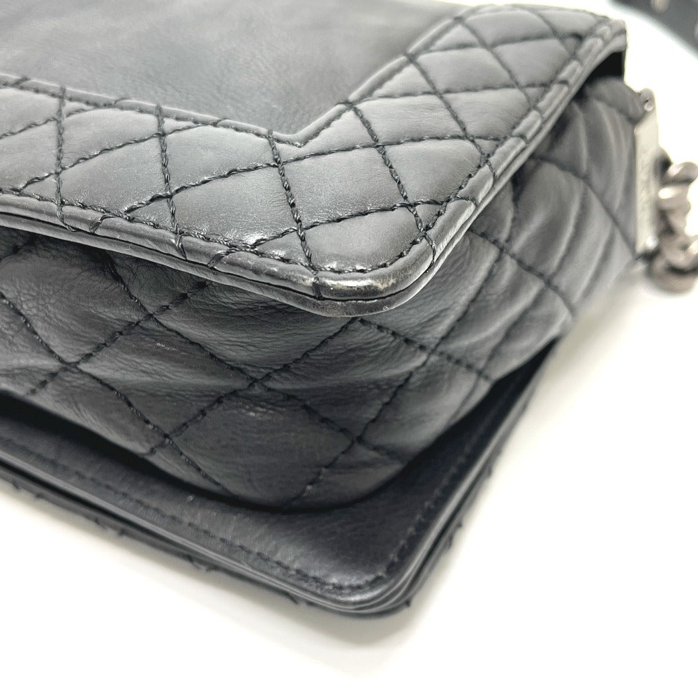 CHANEL A92193 ココマーク ボーイシャネル チェーン ショルダーバッグ カーフスキン レディース ブラック