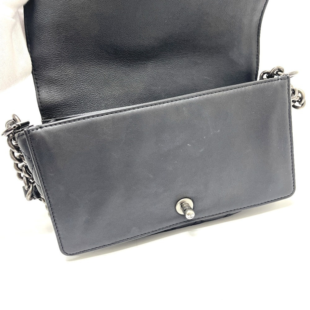 CHANEL A92193 ココマーク ボーイシャネル チェーン ショルダーバッグ カーフスキン レディース ブラック