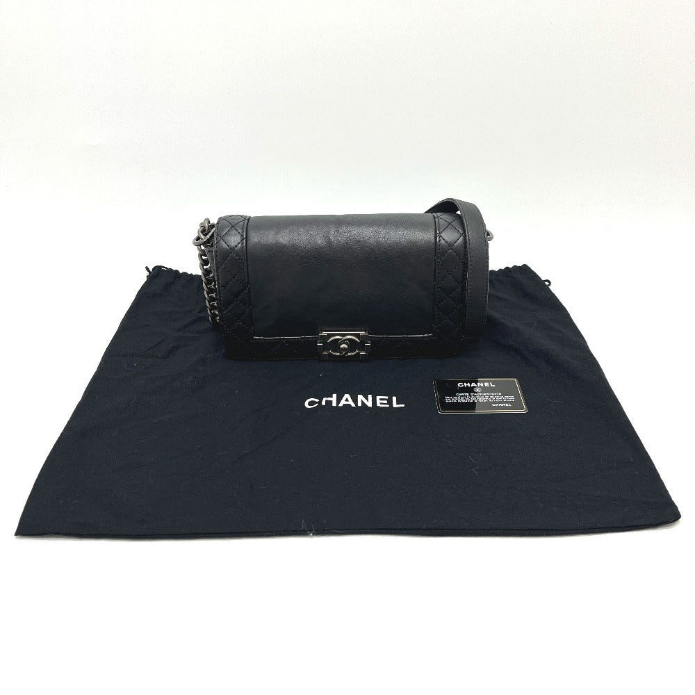 CHANEL A92193 ココマーク ボーイシャネル チェーン ショルダーバッグ カーフスキン レディース ブラック