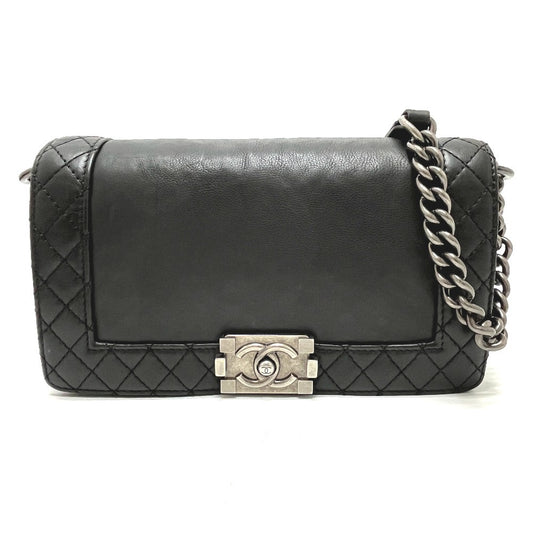 CHANEL A92193 ココマーク ボーイシャネル チェーン ショルダーバッグ カーフスキン レディース ブラック