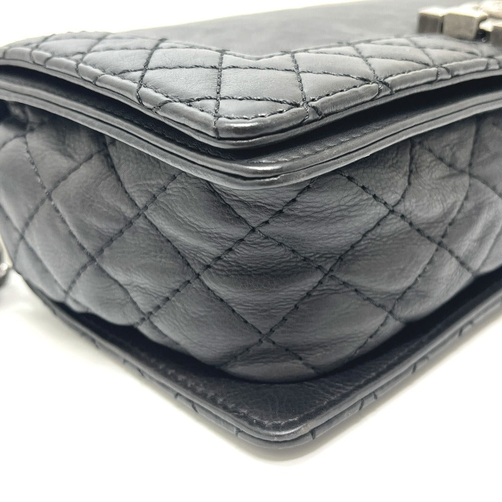 CHANEL A92193 ココマーク ボーイシャネル チェーン ショルダーバッグ カーフスキン レディース ブラック