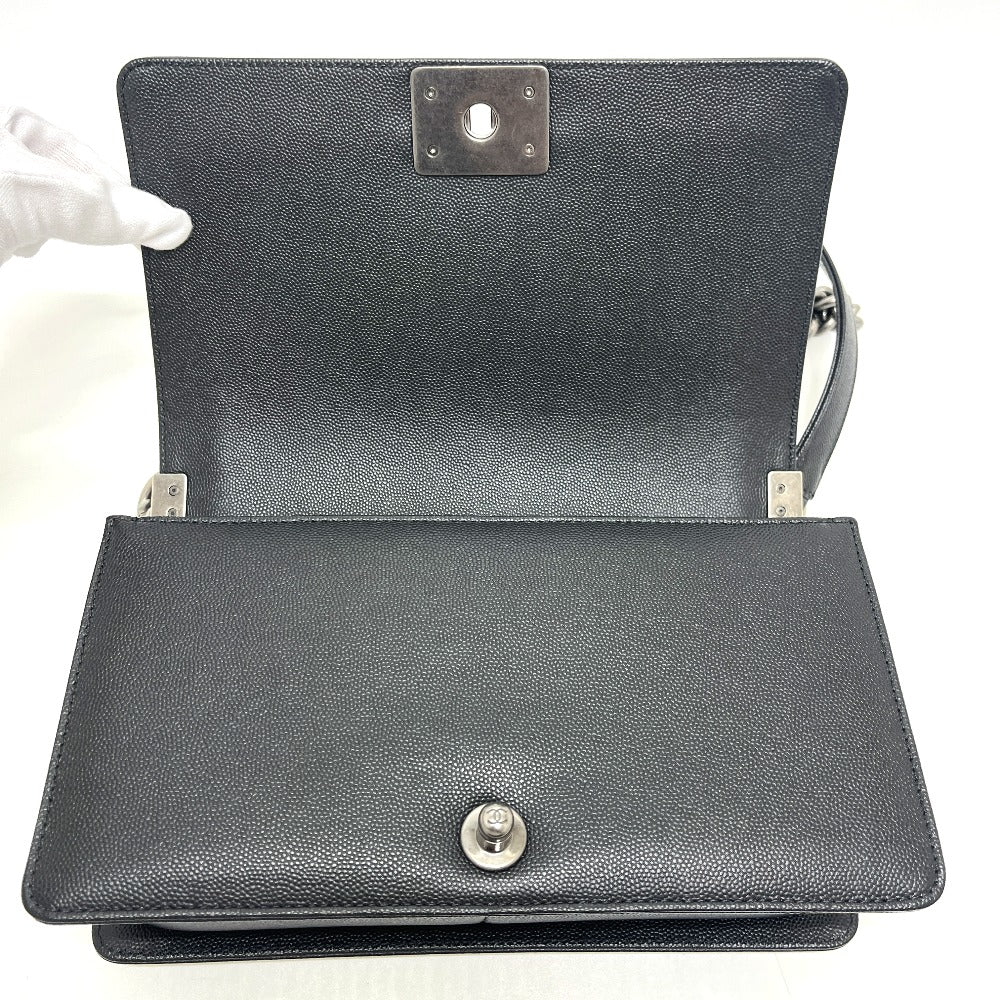 CHANEL A67086 ボーイシャネル 25 カバン チェーン シルバー金具 ショルダーバッグ キャビアスキン レディース ブラック