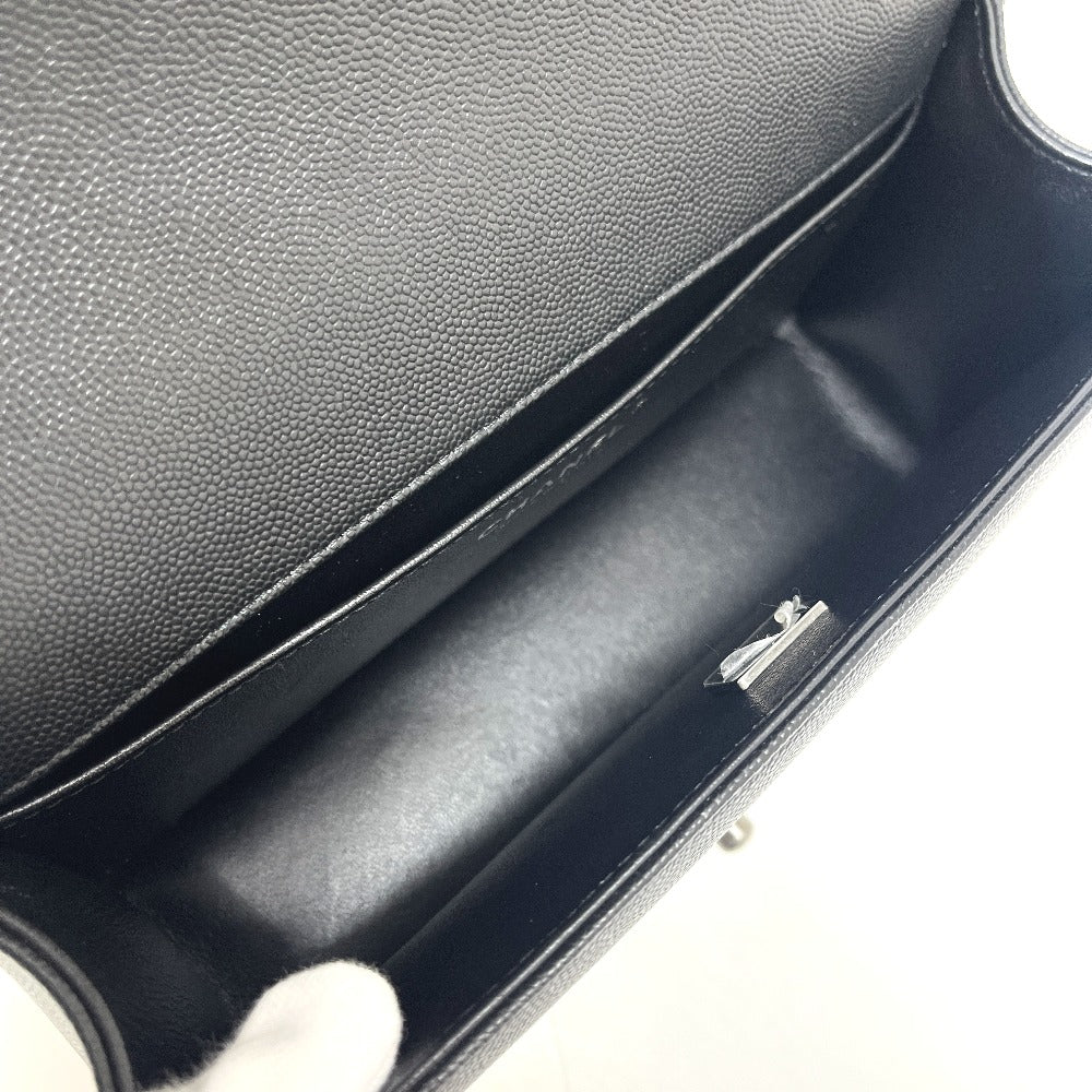 CHANEL A67086 ボーイシャネル 25 カバン チェーン シルバー金具 ショルダーバッグ キャビアスキン レディース ブラック
