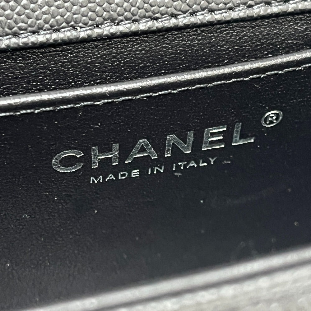 CHANEL A67086 Boy Chanel 25" Shoulder Bag in Caviar Leather with Chain and Silver Hardware, Black