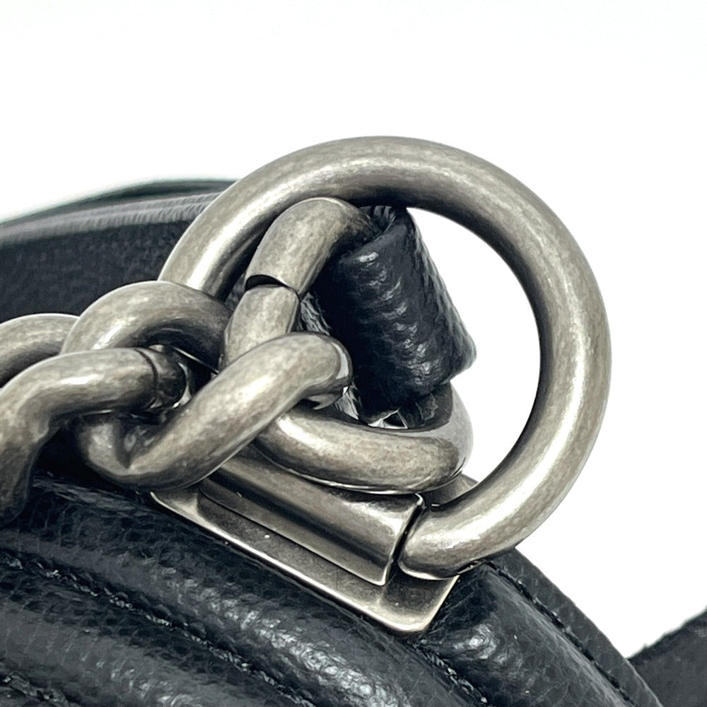 CHANEL A67086 ボーイシャネル 25 カバン チェーン シルバー金具 ショルダーバッグ キャビアスキン レディース ブラック