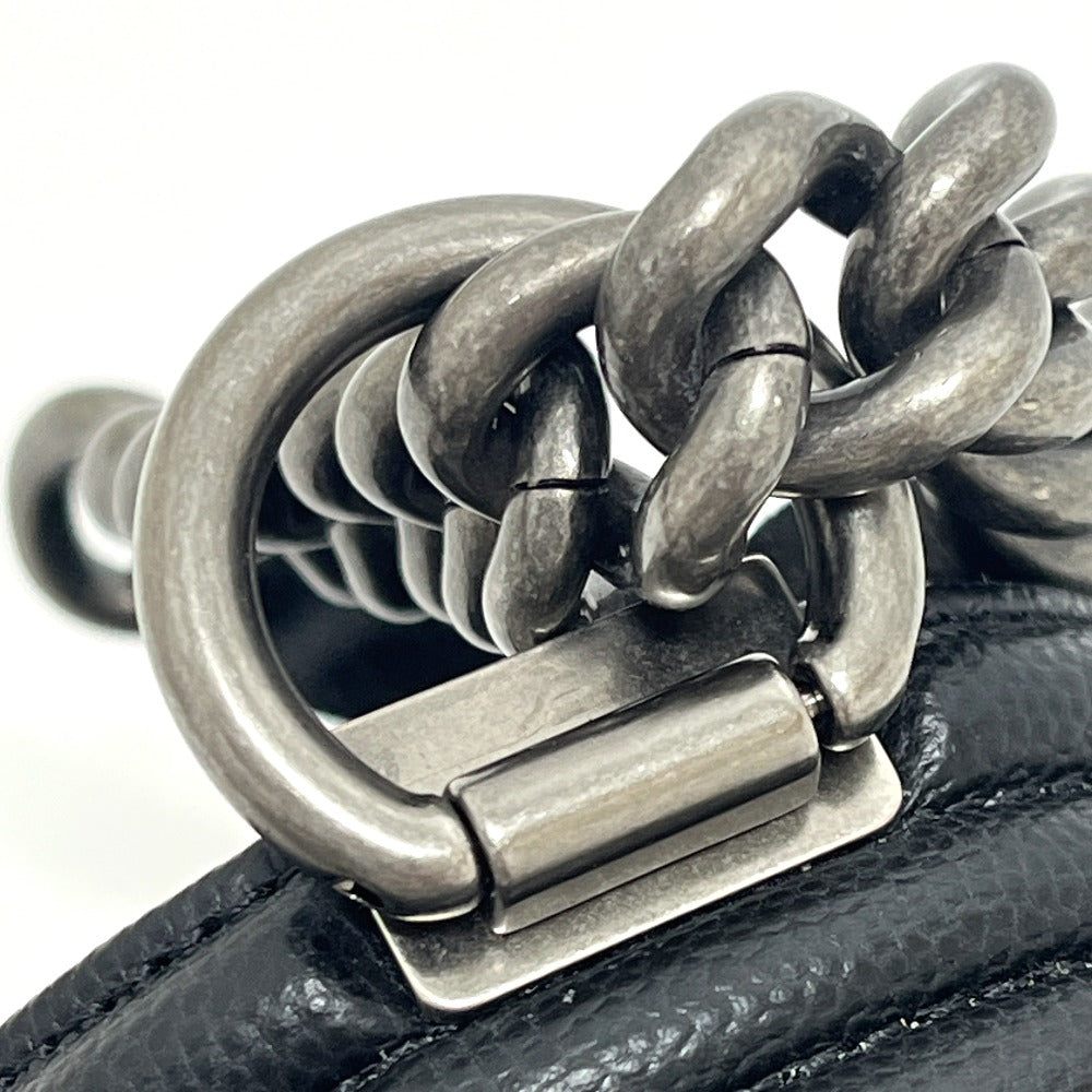 CHANEL A67086 ボーイシャネル 25 カバン チェーン シルバー金具 ショルダーバッグ キャビアスキン レディース ブラック