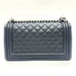 CHANEL A67086 Boy Chanel 25" Shoulder Bag in Caviar Leather with Chain and Silver Hardware, Black