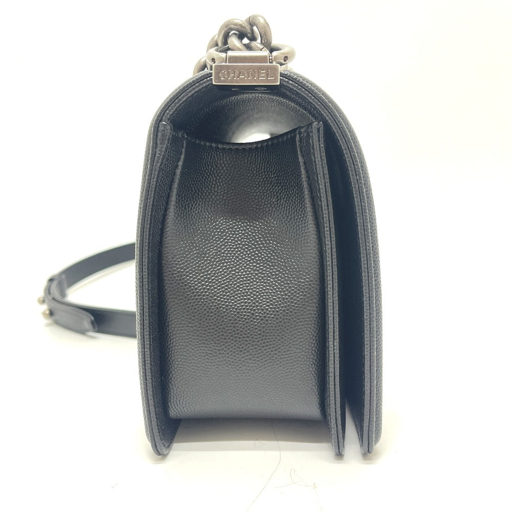 CHANEL A67086 ボーイシャネル 25 カバン チェーン シルバー金具 ショルダーバッグ キャビアスキン レディース ブラック
