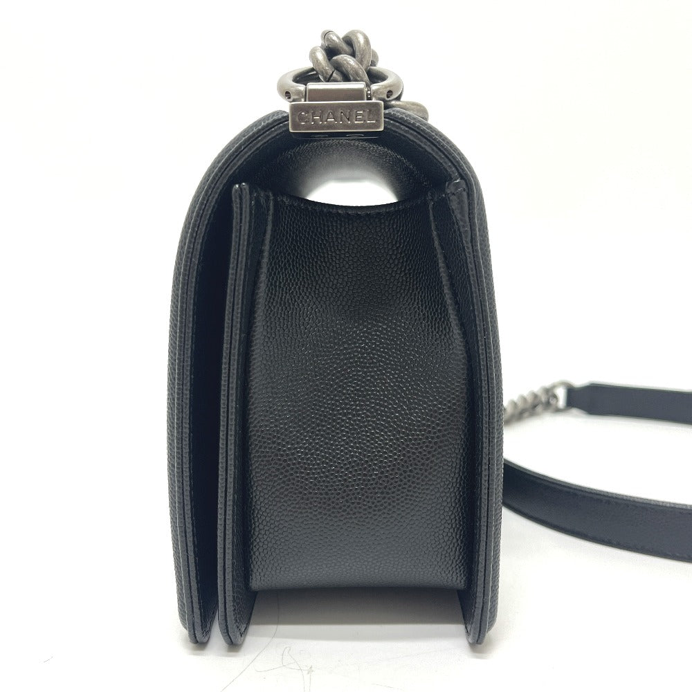 CHANEL A67086 ボーイシャネル 25 カバン チェーン シルバー金具 ショルダーバッグ キャビアスキン レディース ブラック