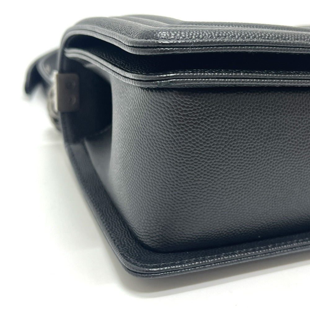CHANEL A67086 ボーイシャネル 25 カバン チェーン シルバー金具 ショルダーバッグ キャビアスキン レディース ブラック