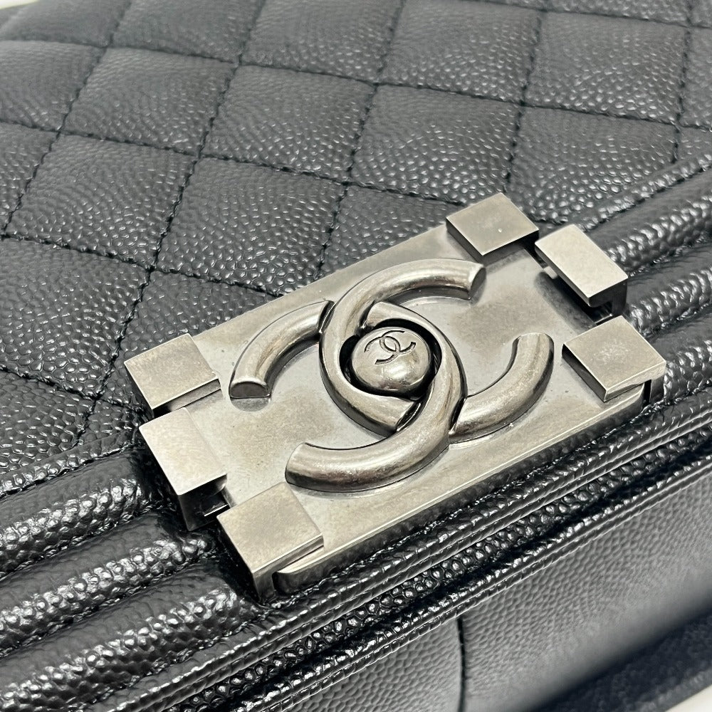 CHANEL A67086 ボーイシャネル 25 カバン チェーン シルバー金具 ショルダーバッグ キャビアスキン レディース ブラック