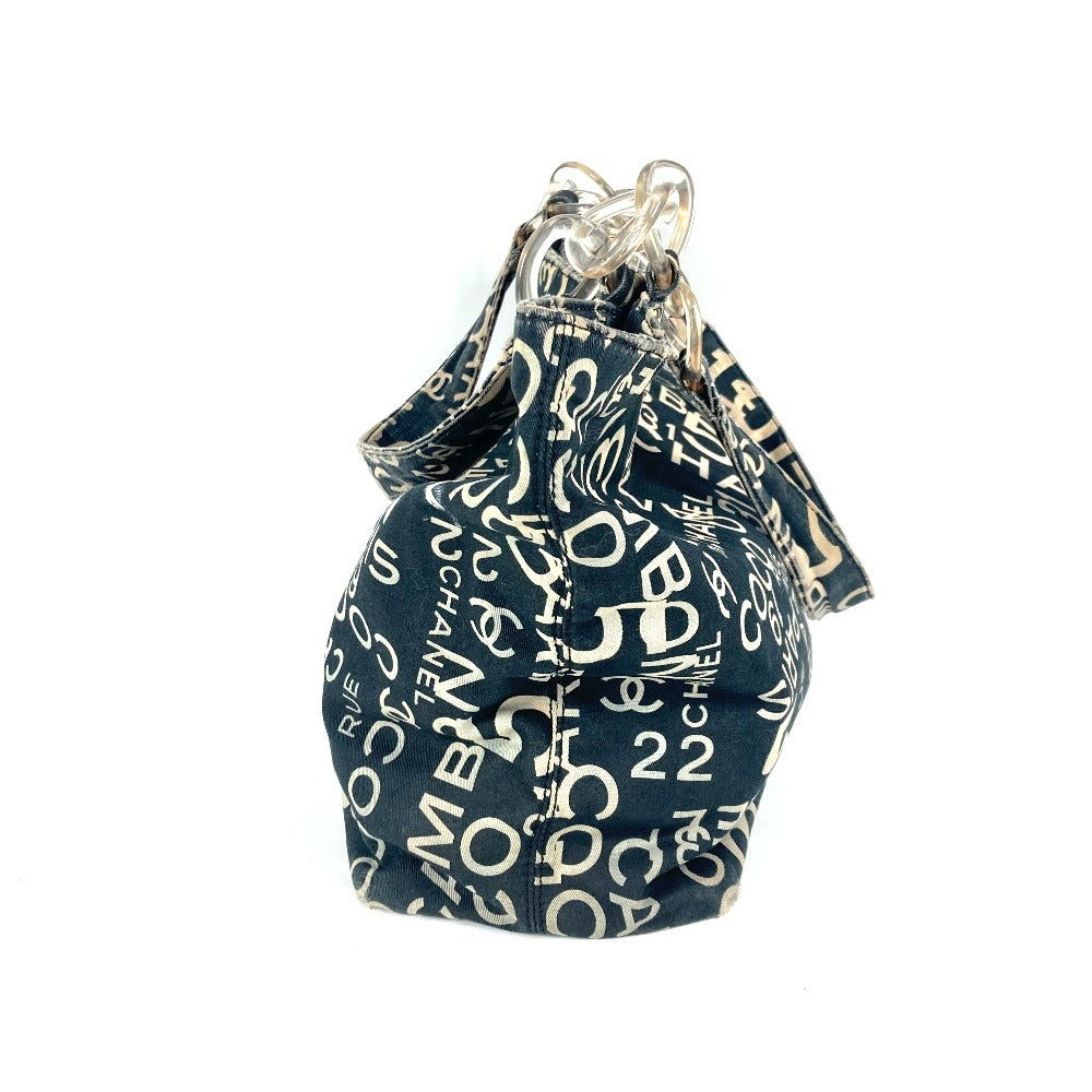 CHANEL プレスチックチェーン バイシーライン カバン ショルダーバッグ 肩掛け トートバッグ キャンバス レディース ブラック - brandshop-reference