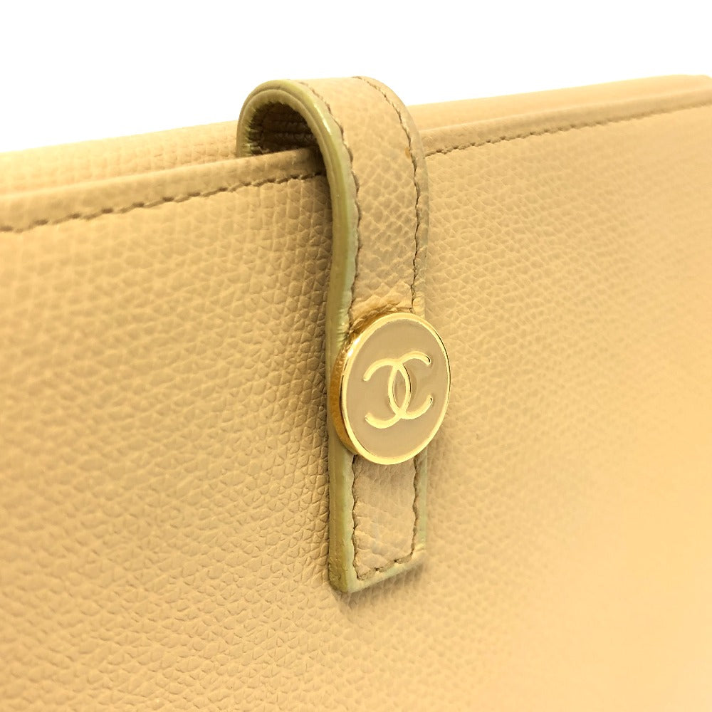 CHANEL ココボタン 財布 2つ折り財布 長財布 ウォレット 2つ折り財布 レザー レディース ベージュ
