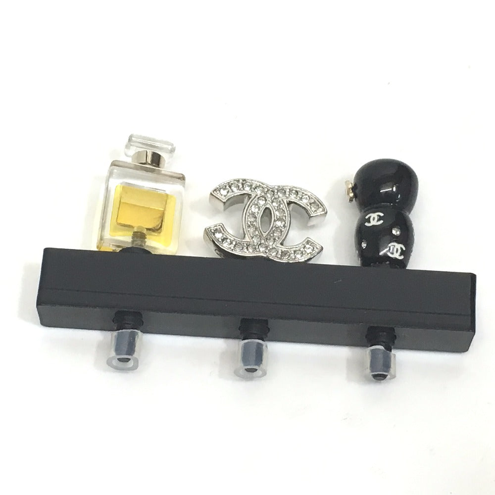CHANEL Shanghai Collection Earphone Jack 3-Piece Set with Strap, Plastic, Unisex, Black