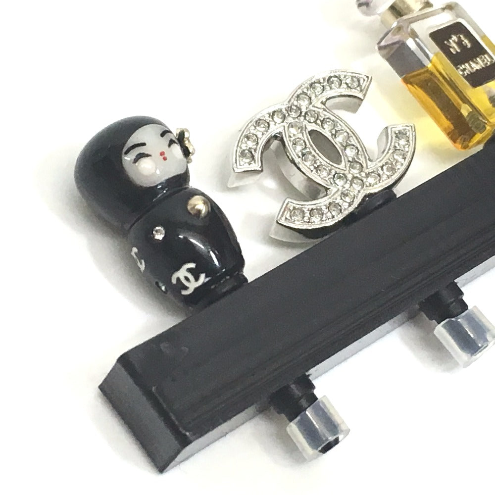 CHANEL Shanghai Collection Earphone Jack 3-Piece Set with Strap, Plastic, Unisex, Black