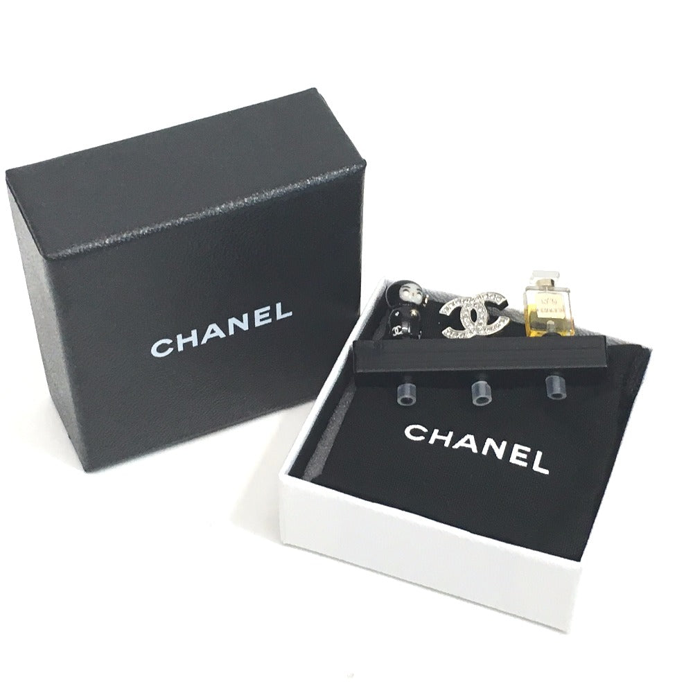 CHANEL Shanghai Collection Earphone Jack 3-Piece Set with Strap, Plastic, Unisex, Black