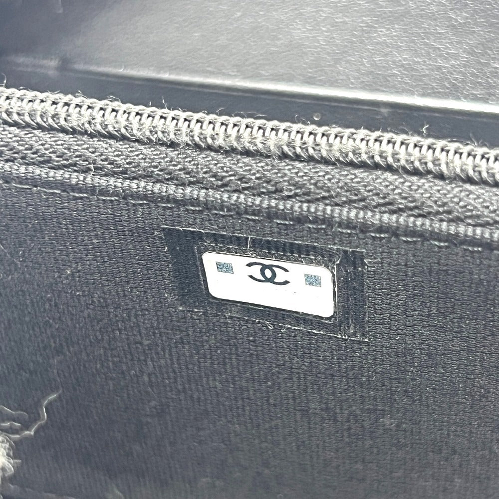 CHANEL AP3728 マトラッセ スターココマーク ラウンド コインケース コンパクトウォレット 2つ折り財布 キャビアスキン レディース ブラック
