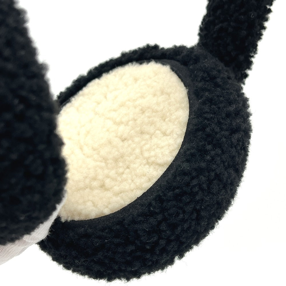 CHANEL 25B Deconstructed Coco Mark Bicolor Apparel Accessory Earmuffs Fur Women's Black