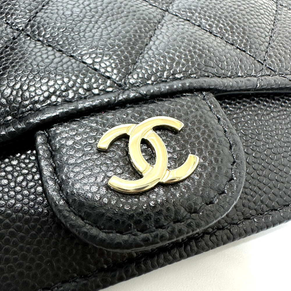 CHANEL AP2570 フラグメントケース ココマーク マトラッセ クラシック ジップ カードケース 財布 小銭入れ コインケース キャビアスキン レディース ブラック