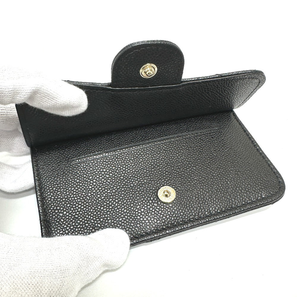 CHANEL AP2570 フラグメントケース ココマーク マトラッセ クラシック ジップ カードケース 財布 小銭入れ コインケース キャビアスキン レディース ブラック