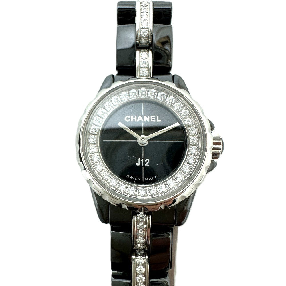 CHANEL H5236 J12 XS 19mm Bezel with Diamond Strap, Quartz Movement, Ceramic, Women's, Black